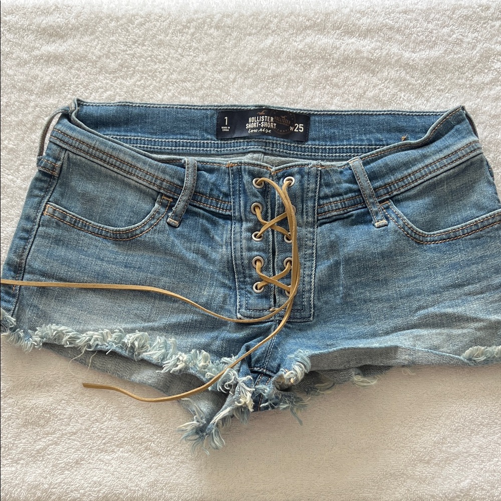 Hollister Light Blue Jean Shorts with Frayed Hem